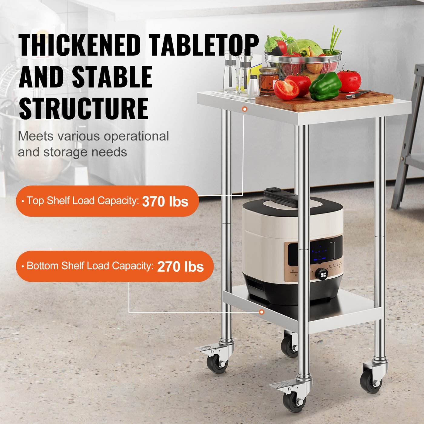 Stainless Steel Work Table 24 x 18 x 38 Inch