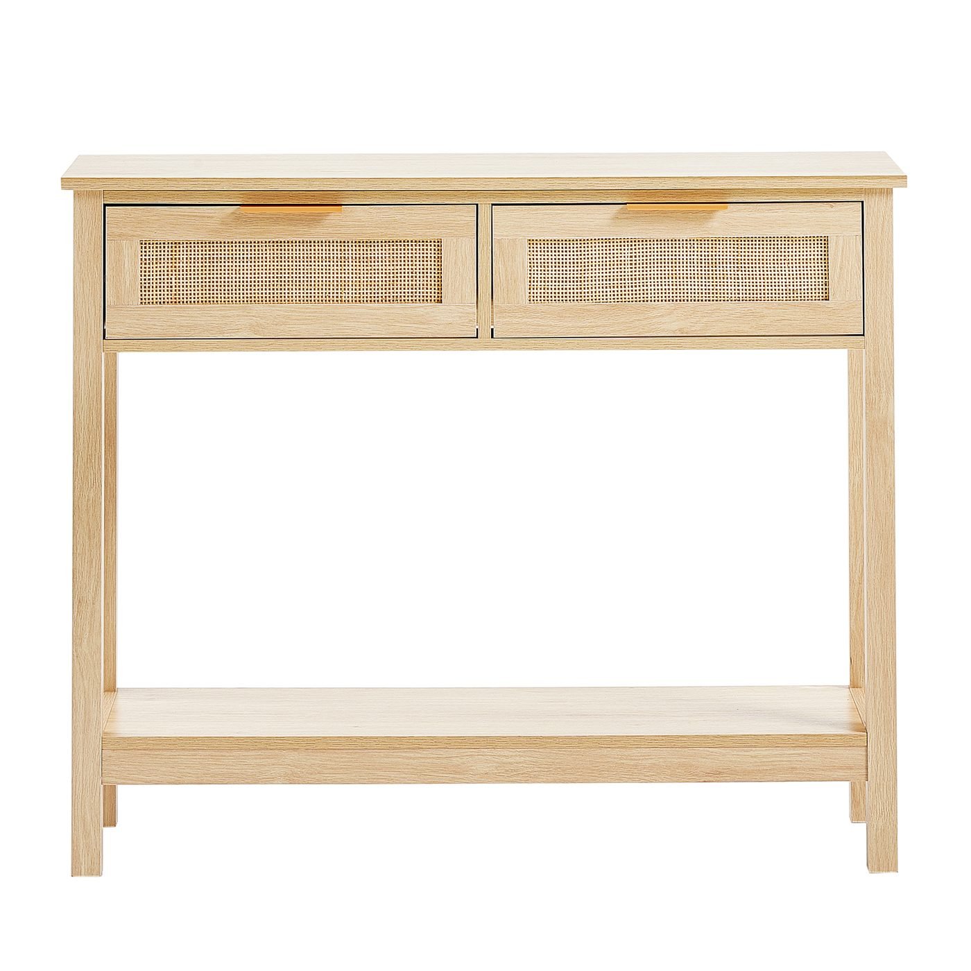Rattan Console Table with 2 Storage Drawers