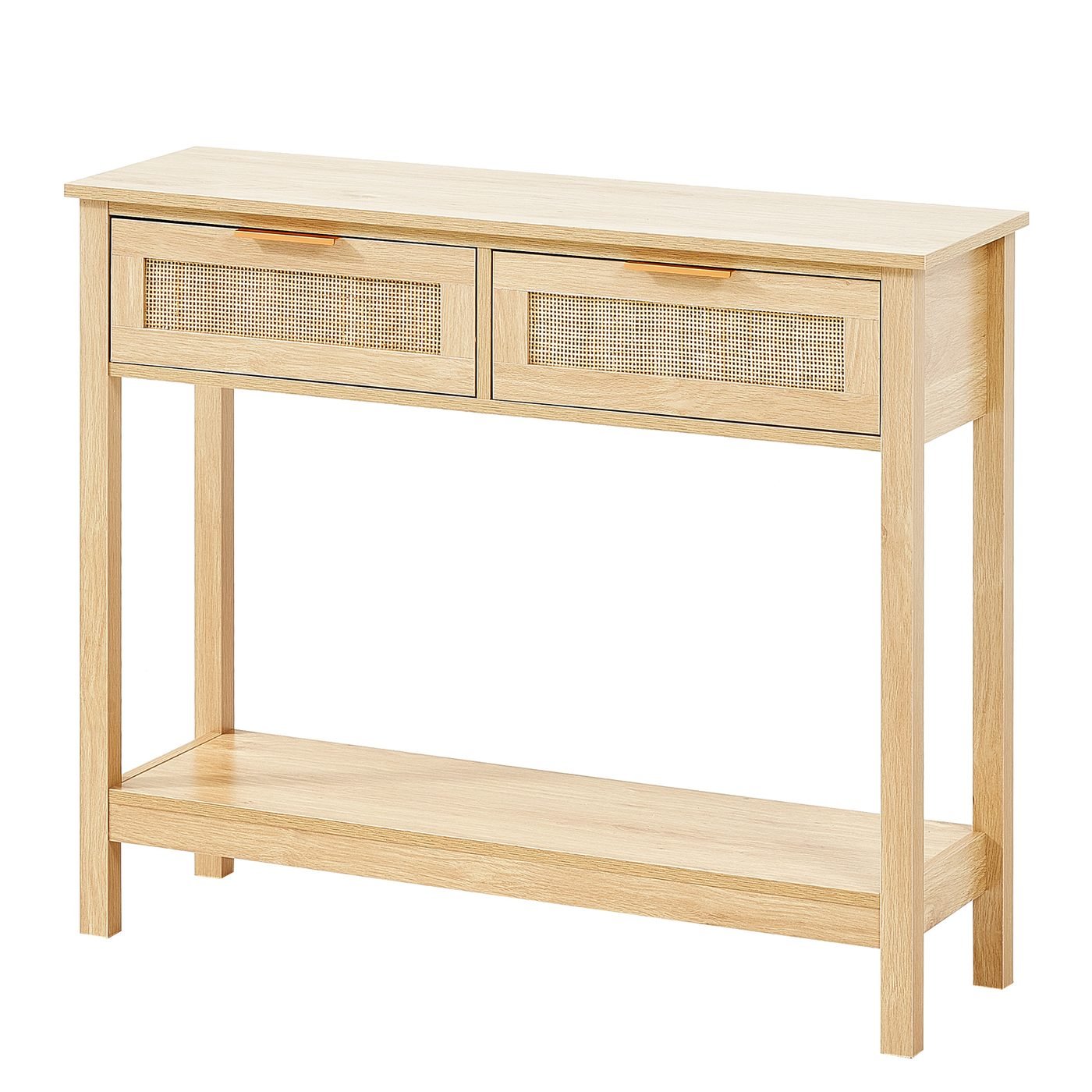 Rattan Console Table with 2 Storage Drawers