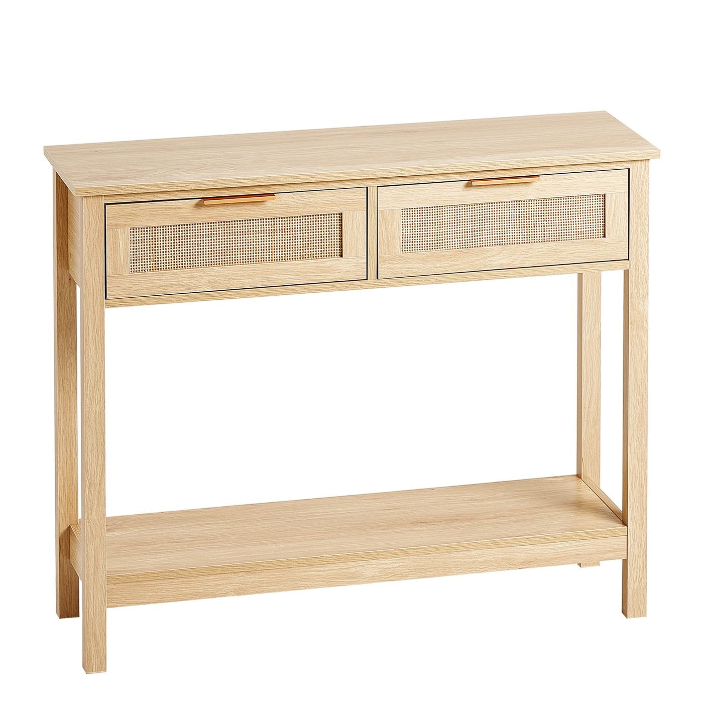Rattan Console Table with 2 Storage Drawers