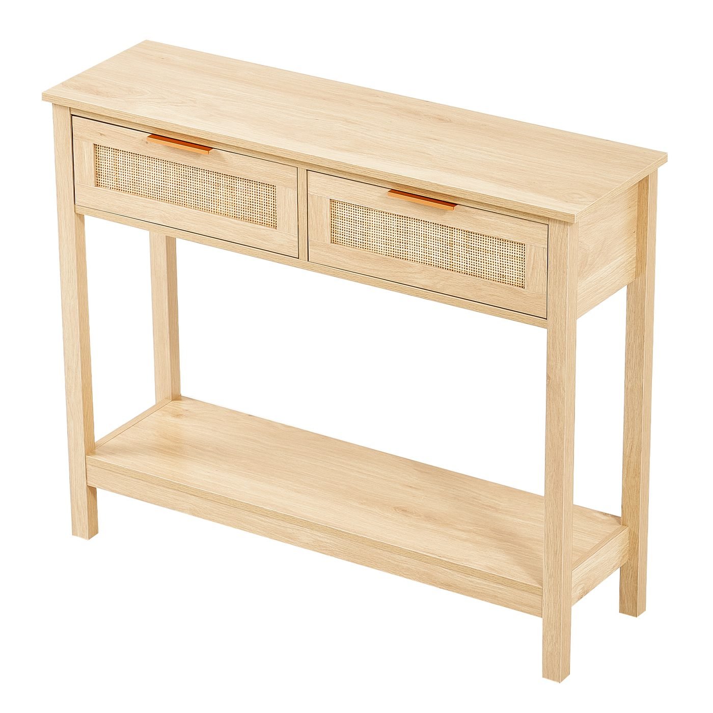 Rattan Console Table with 2 Storage Drawers