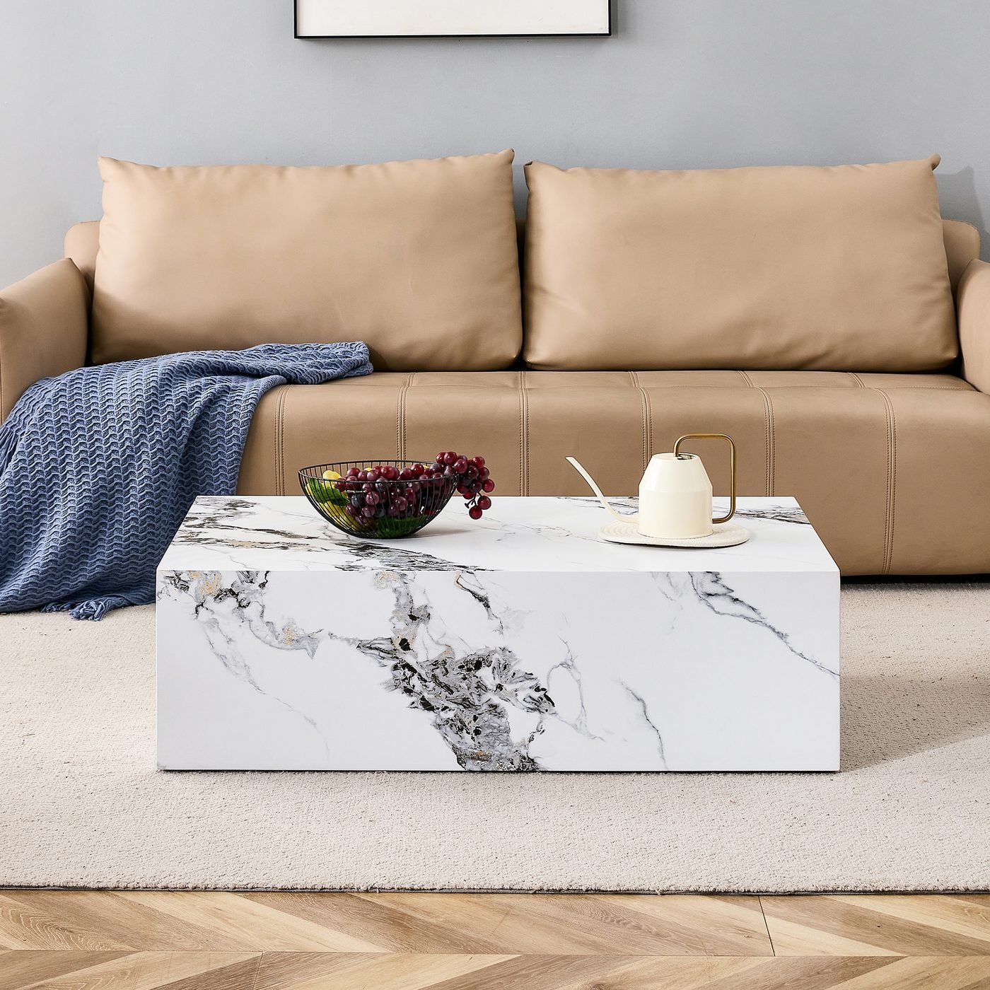 White Marble Pattern MDF Coffee Table - Luxurious Design