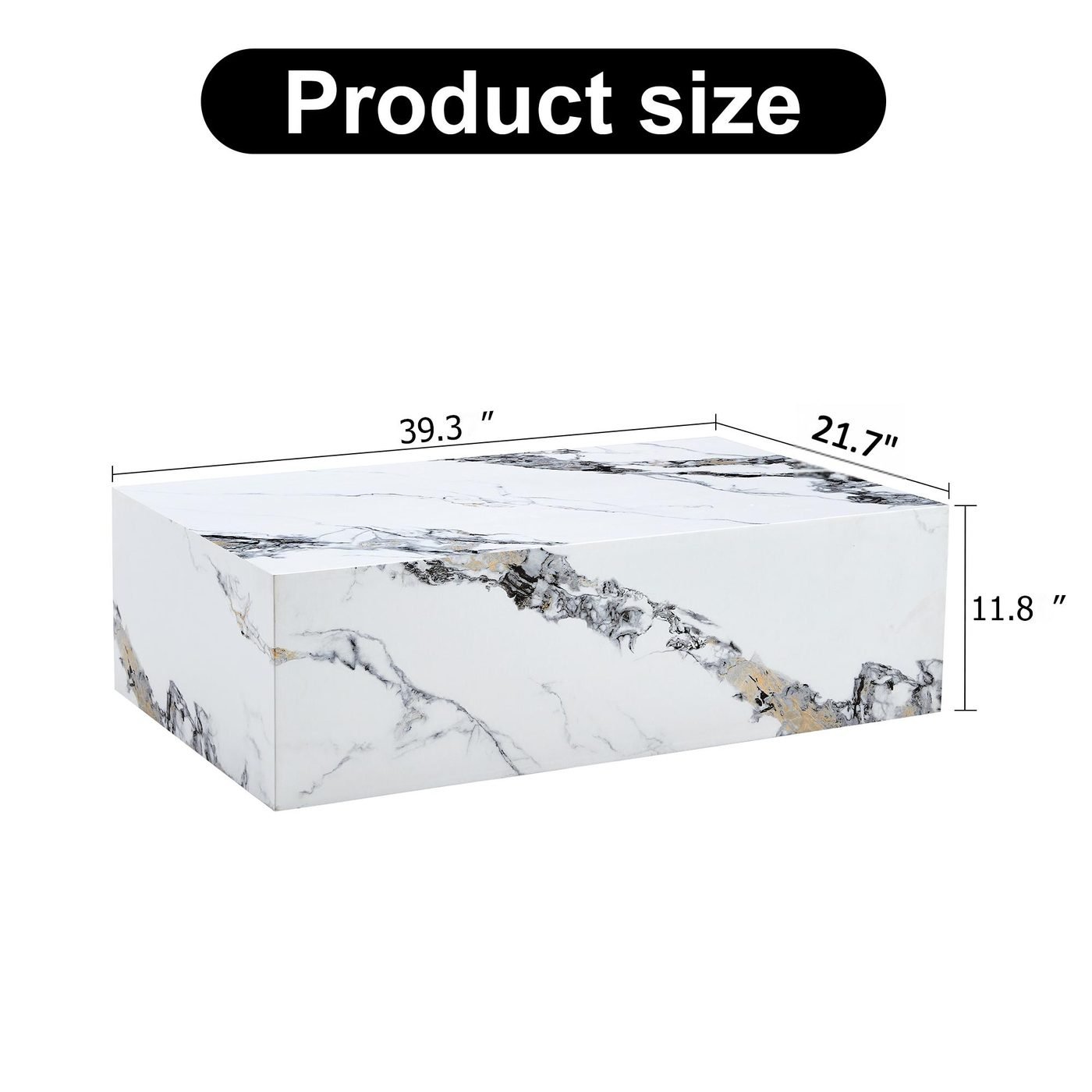 White Marble Pattern MDF Coffee Table - Luxurious Design