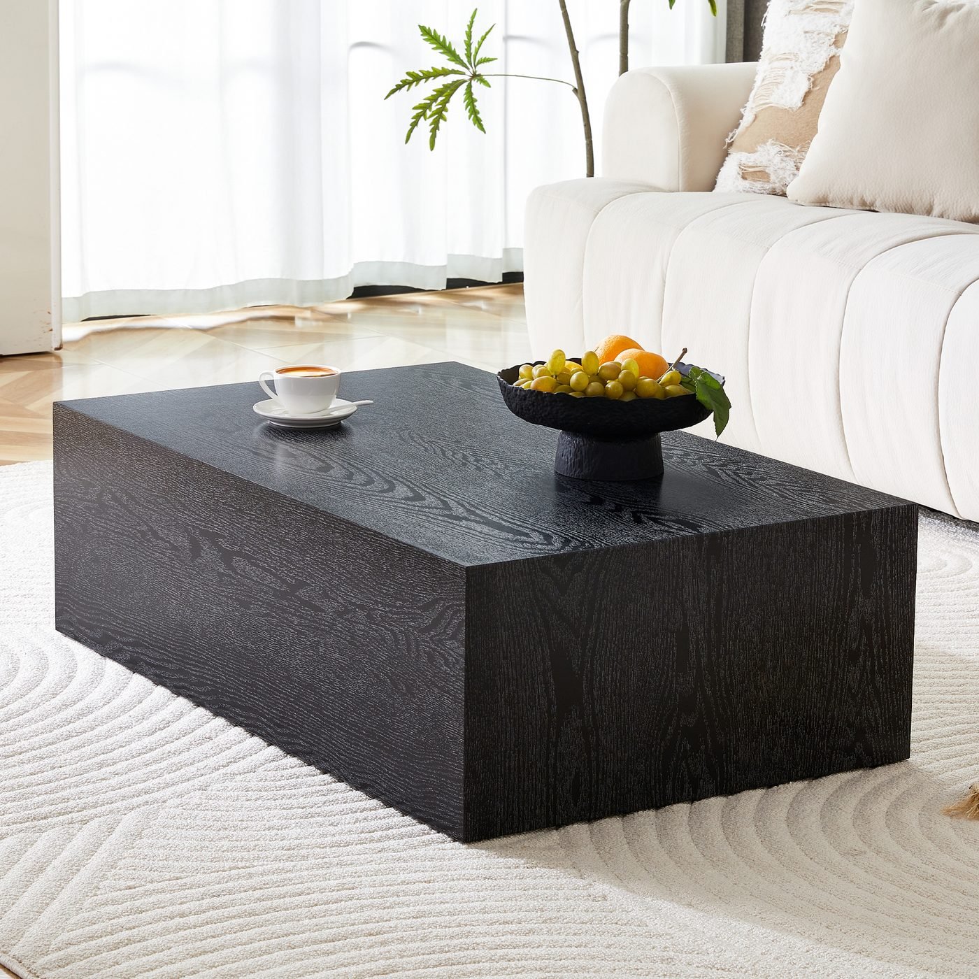 Black Wood Grain MDF Coffee Table - Luxurious Design