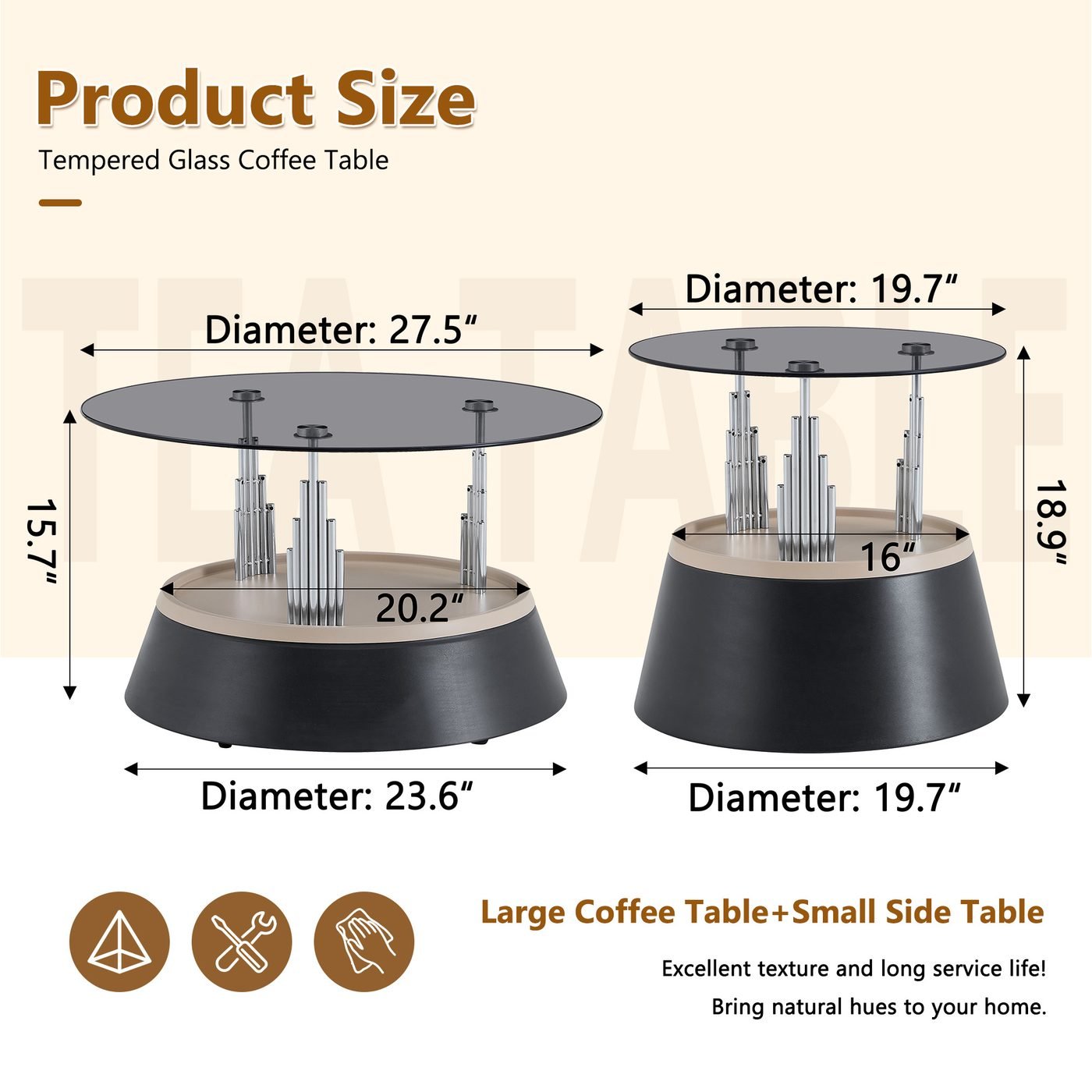 Affordable luxury black nesting coffee table set.