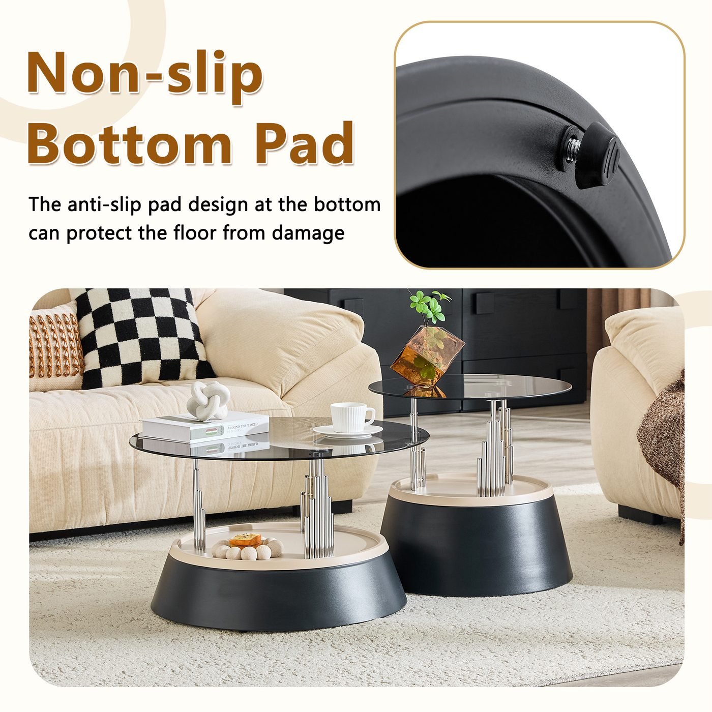 Affordable luxury black nesting coffee table set.