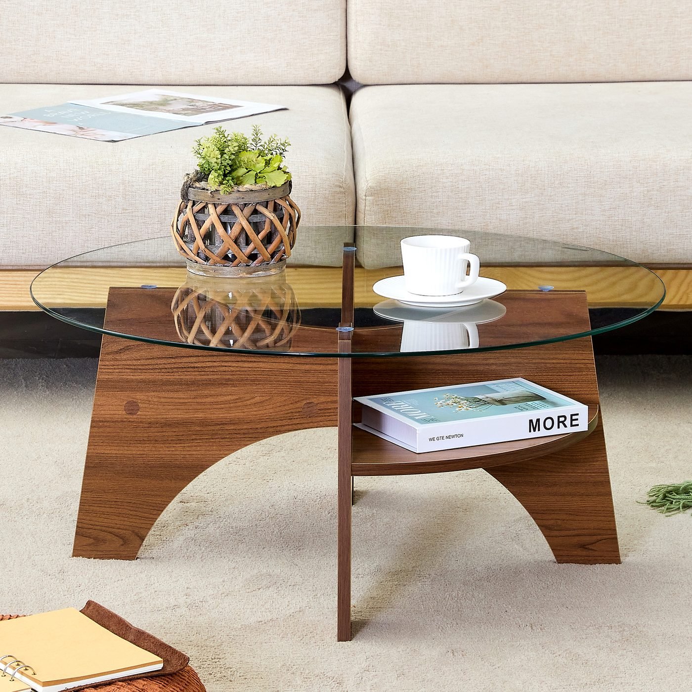 Round Tempered Glass Coffee Table - 31.5" Diameter