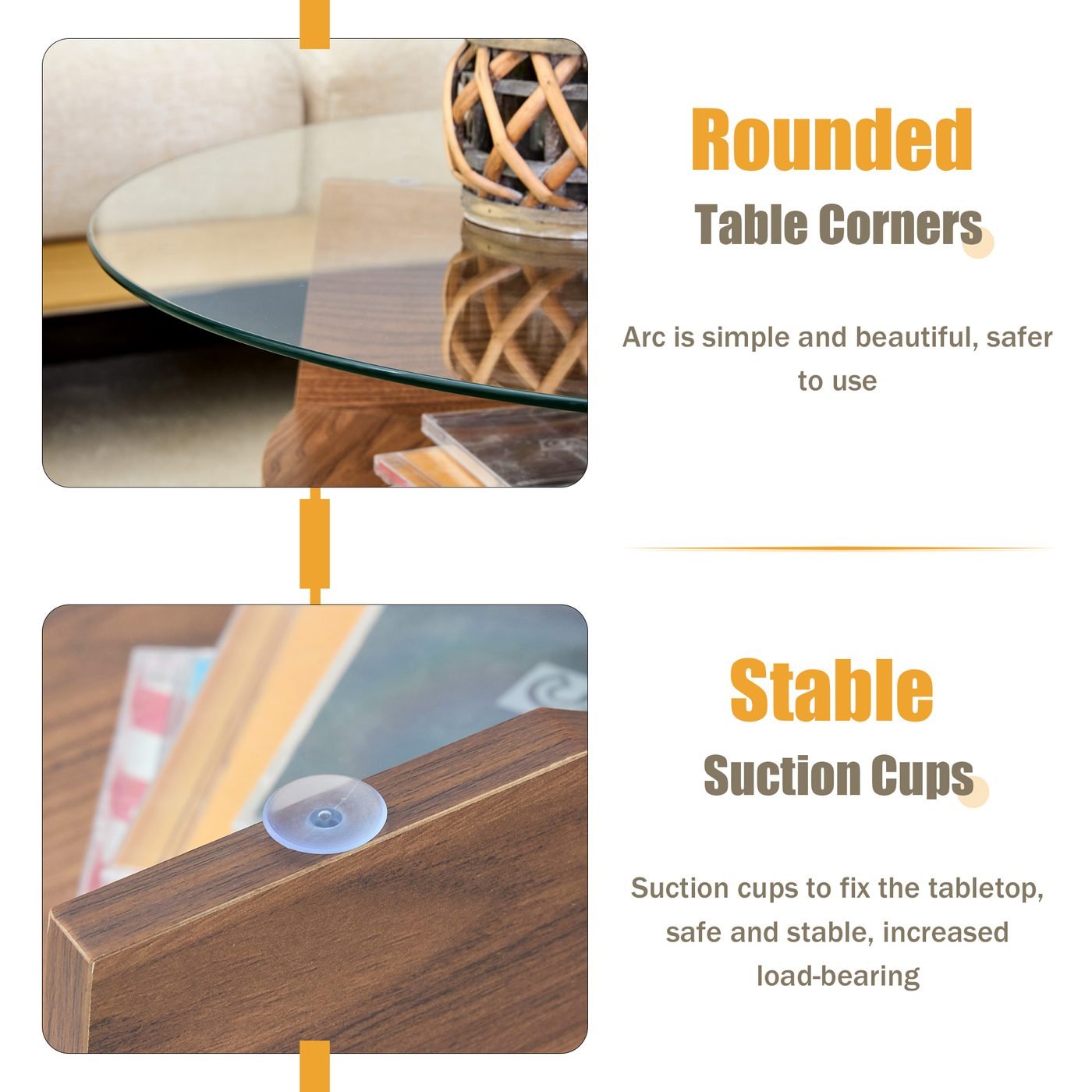 Round Tempered Glass Coffee Table - 31.5" Diameter