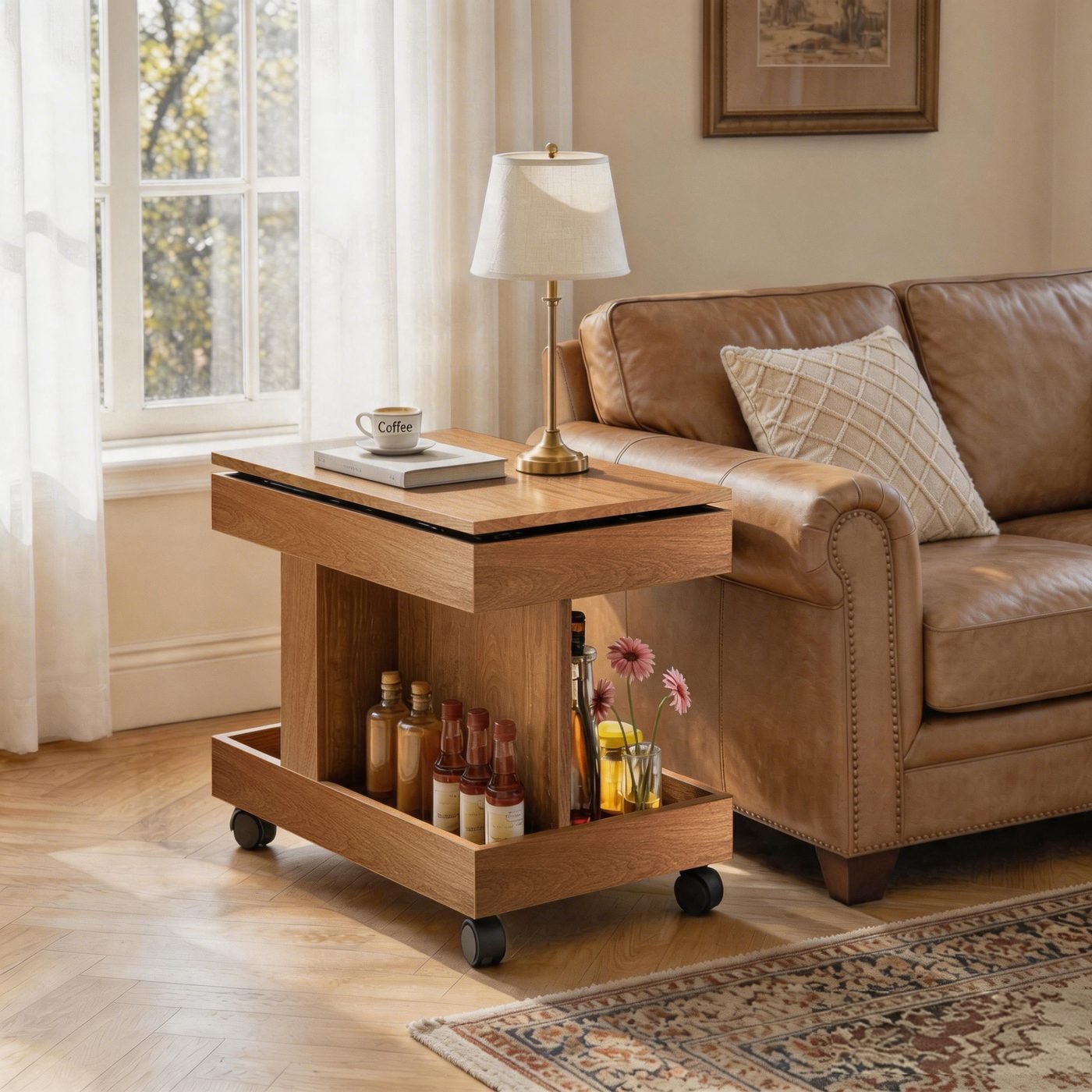 Small Coffee Table with Wheels