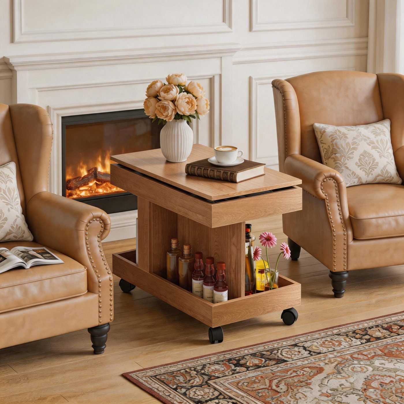 Small Coffee Table with Wheels