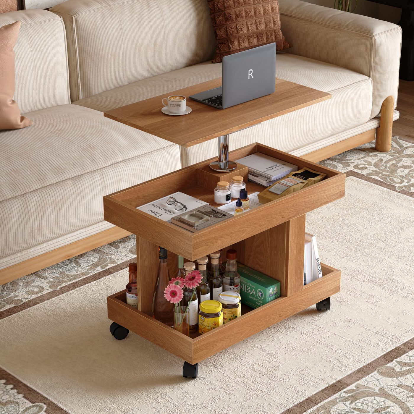 Small Coffee Table with Wheels
