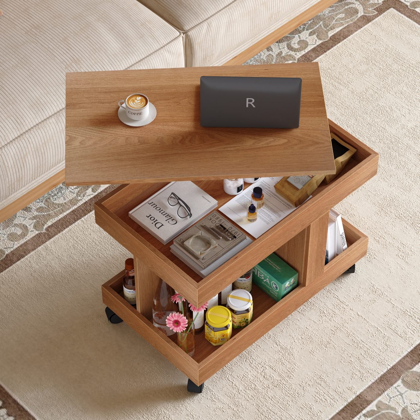 Small Coffee Table with Wheels