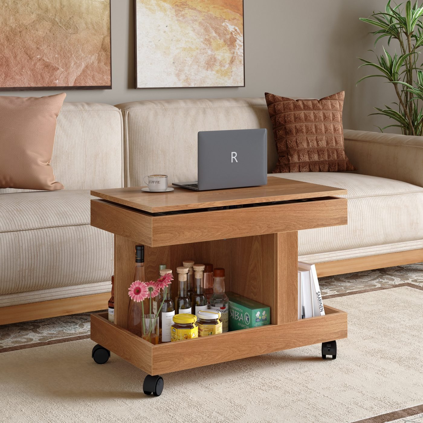 Small Coffee Table with Wheels