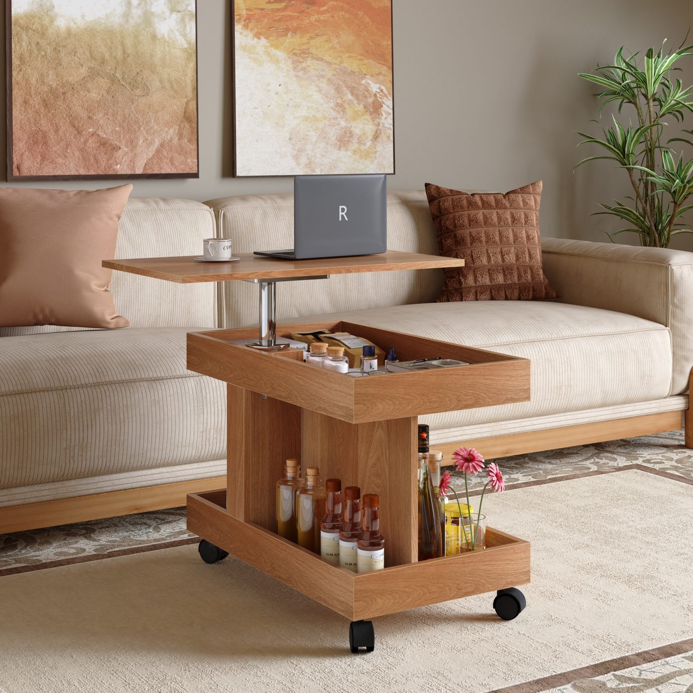 Small Coffee Table with Wheels