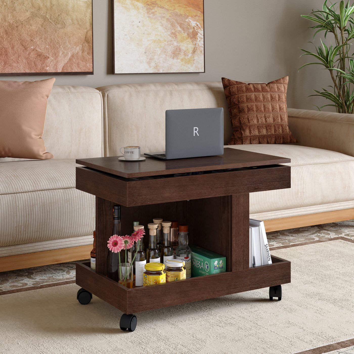 Small Coffee Table with Wheels
