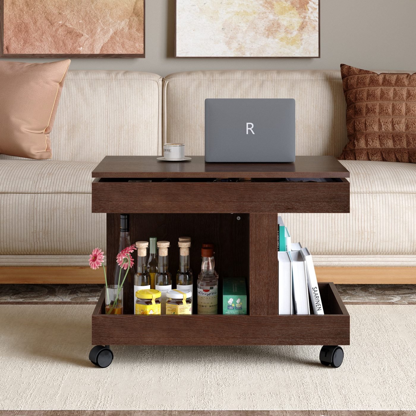 Small Coffee Table with Wheels