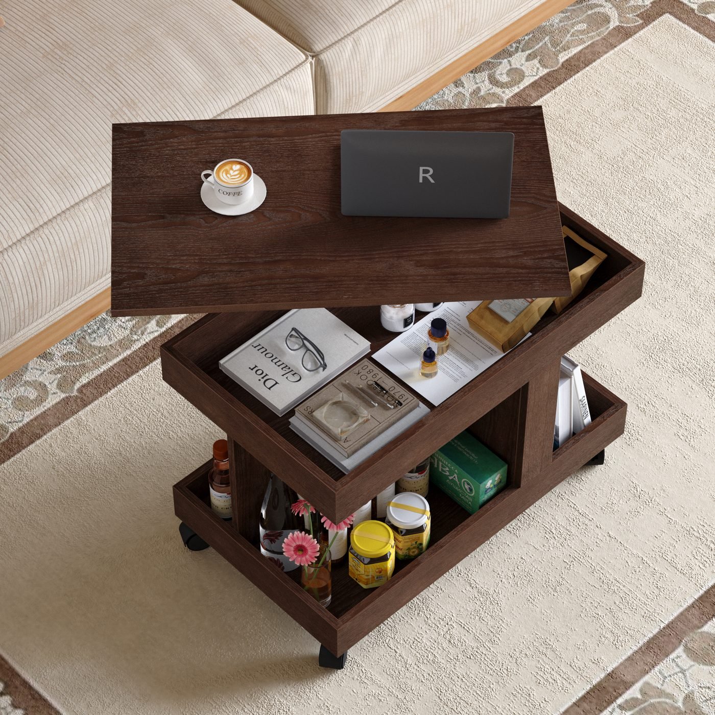 Small Coffee Table with Wheels