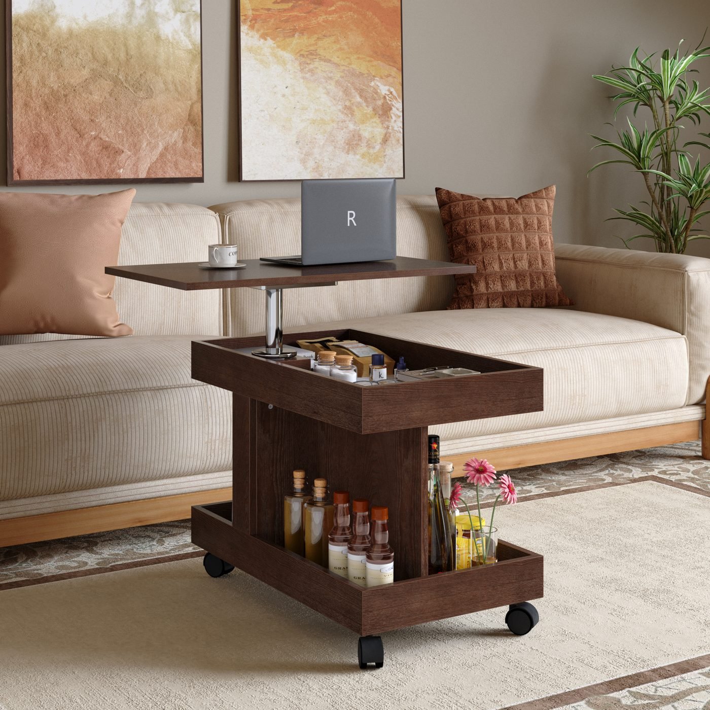 Small Coffee Table with Wheels
