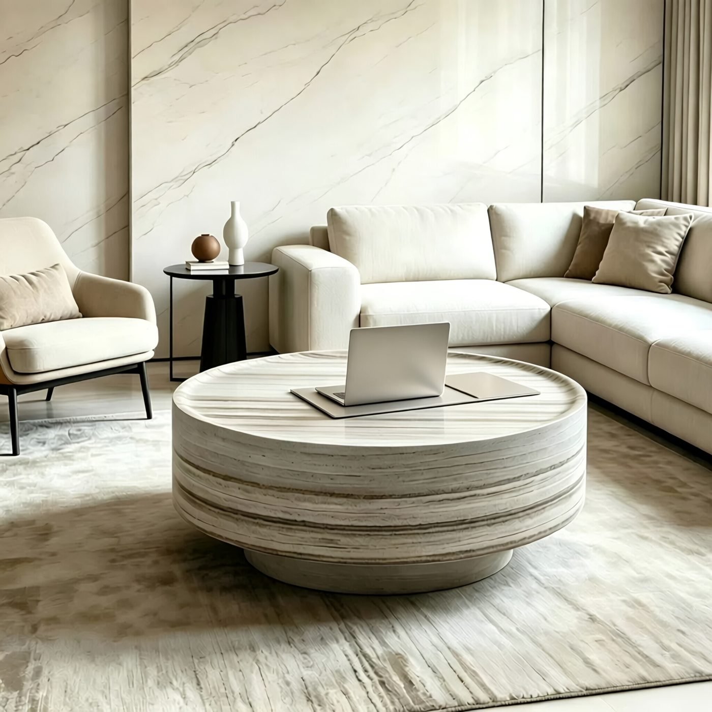 Round 31.5" Coffee Table Ideal For Living Room Family Time