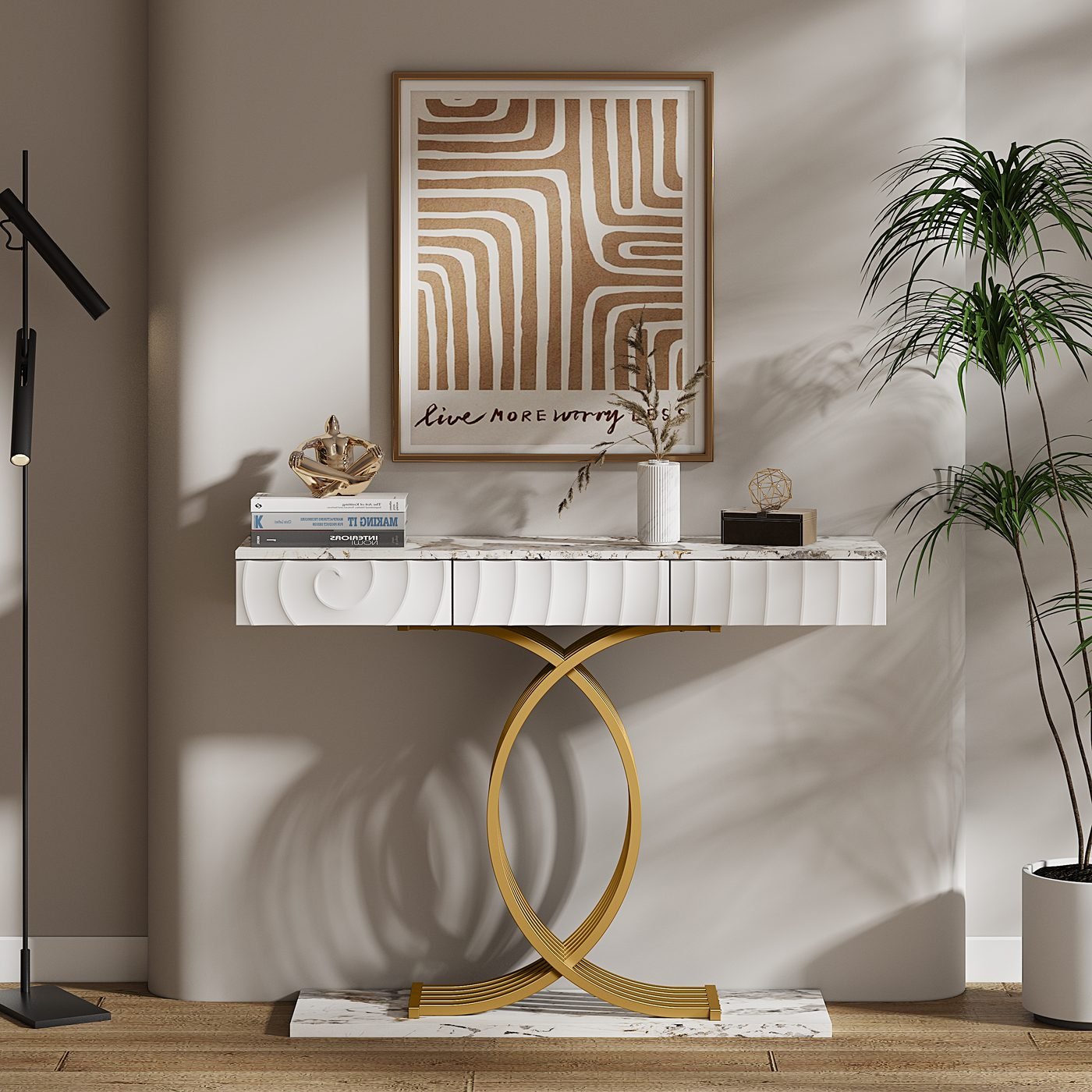 Narrow Entryway Table with 3 Drawers
