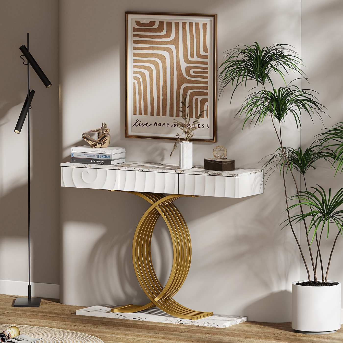 Narrow Entryway Table with 3 Drawers