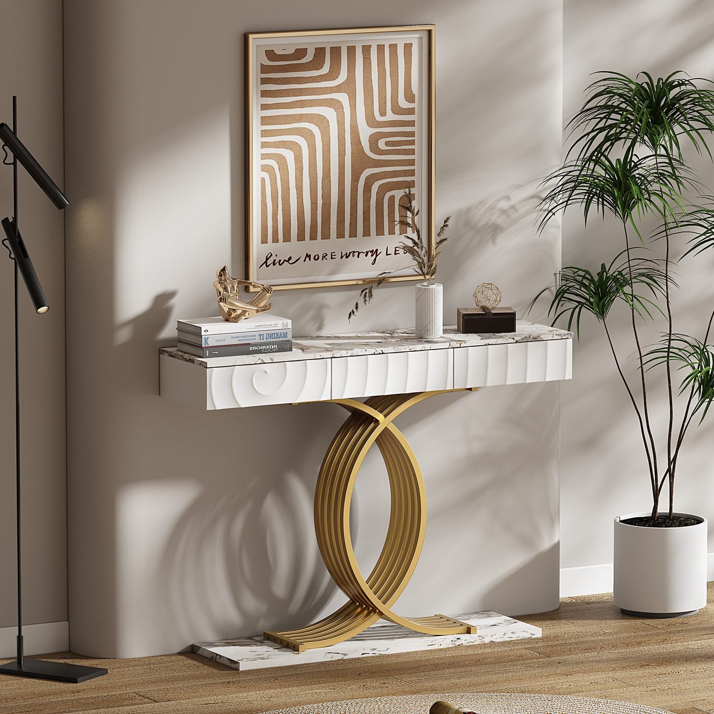 Narrow Entryway Table with 3 Drawers