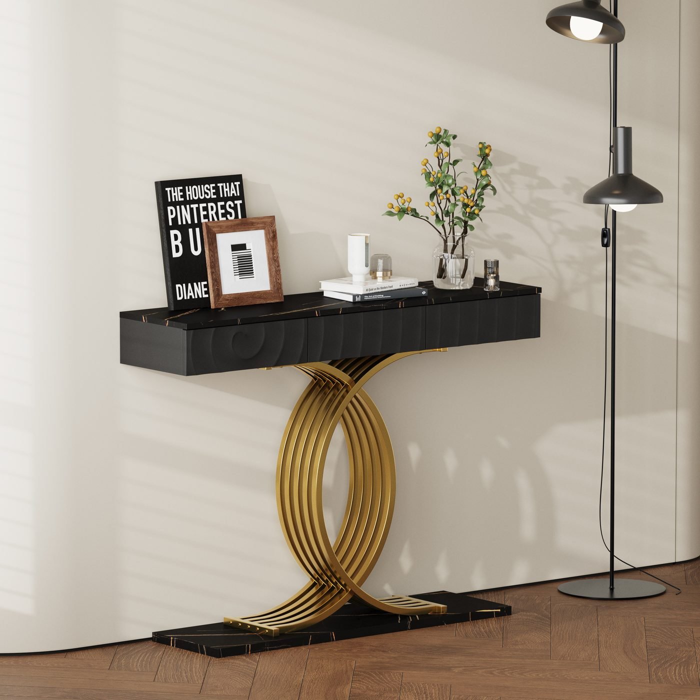 Narrow Entryway Table with 3 Drawers
