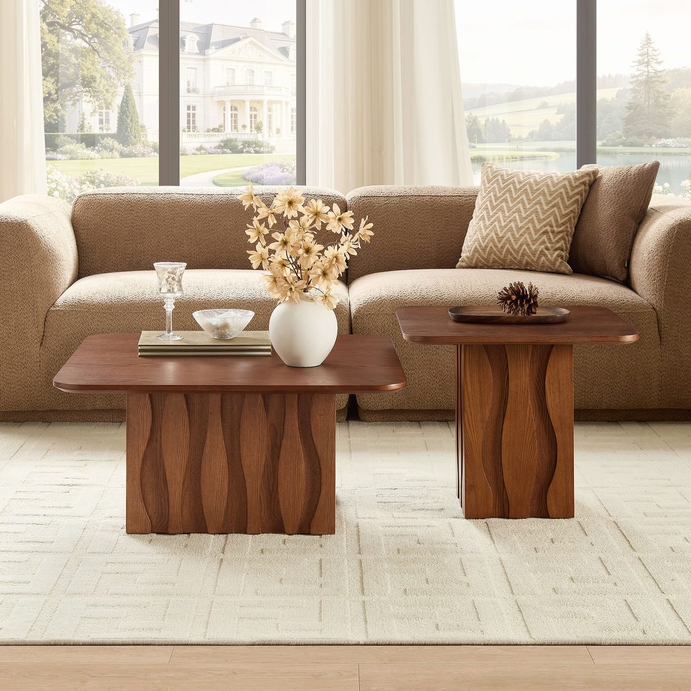 PCS Nesting Square Coffee Table Set for Living Room
