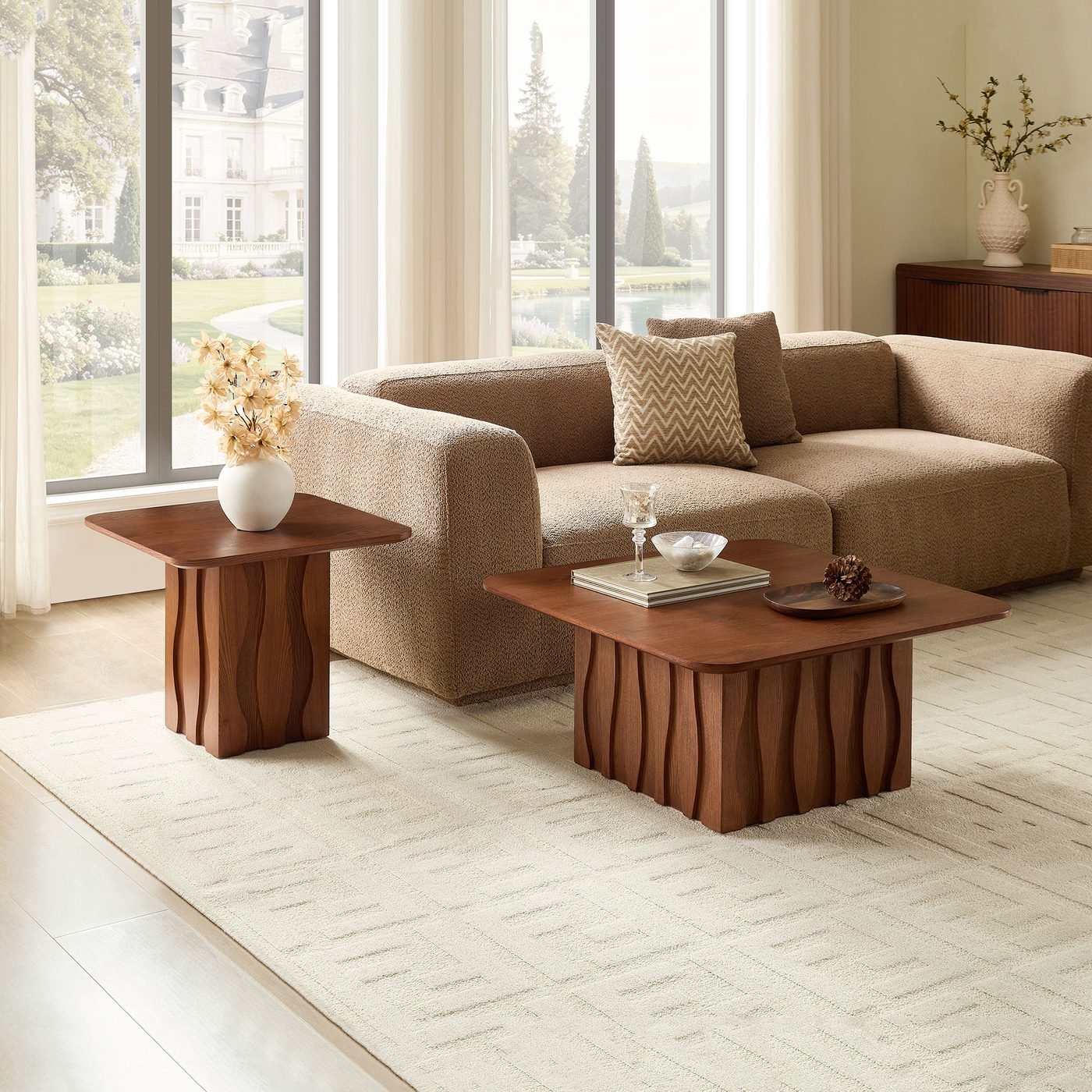 PCS Nesting Square Coffee Table Set for Living Room