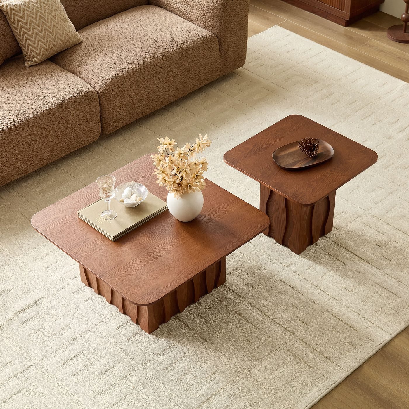 PCS Nesting Square Coffee Table Set for Living Room