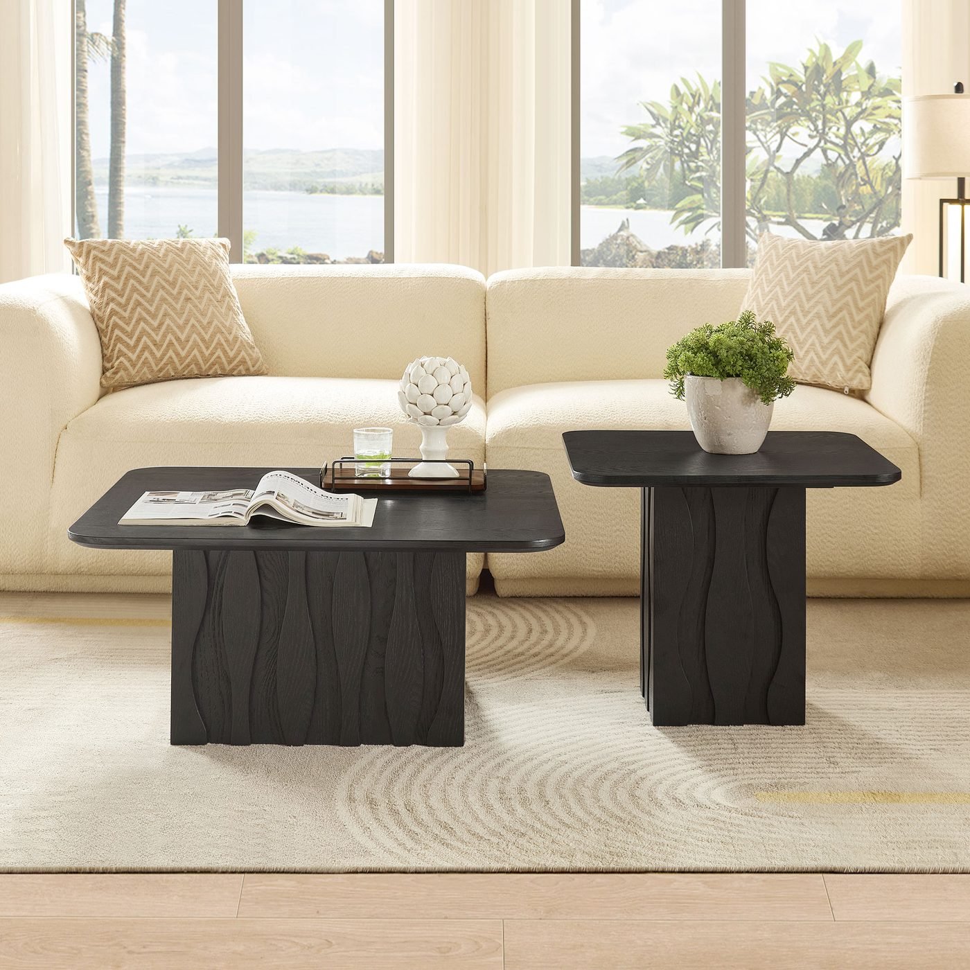 PCS Nesting Square Coffee Table Set for Living Room