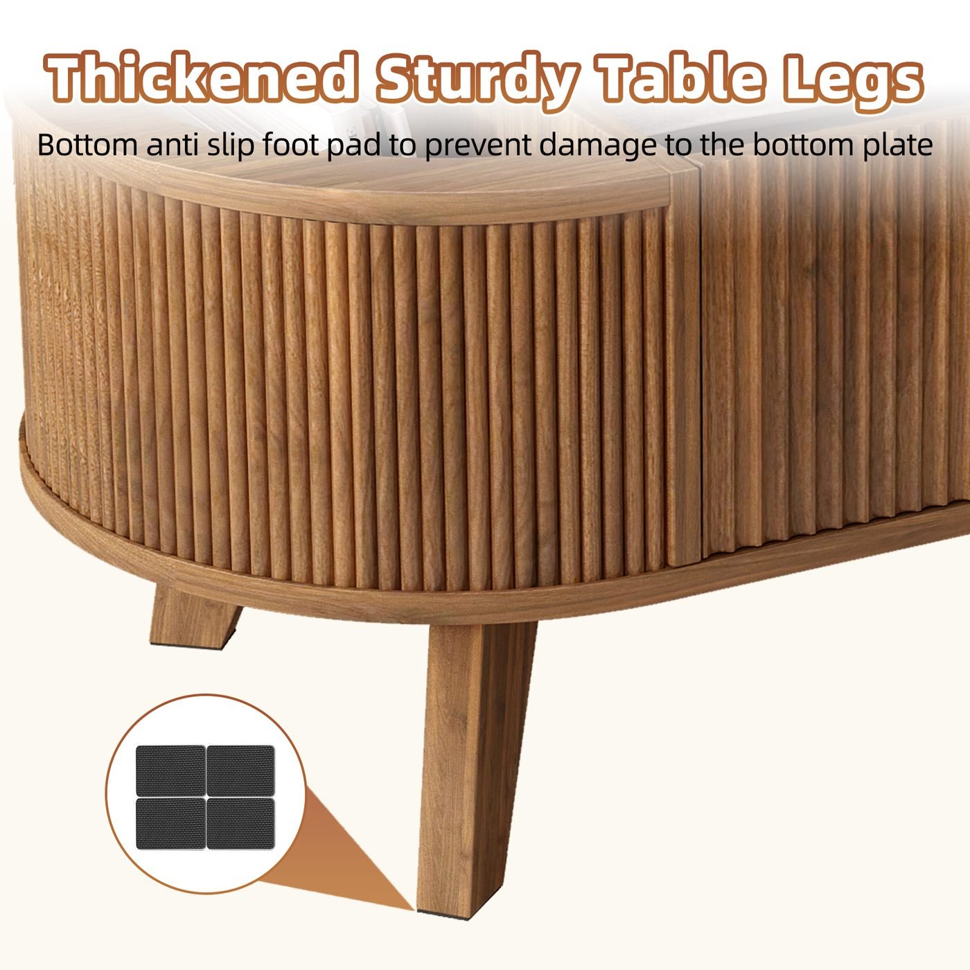 Fluted Lift Top Coffee Table with Storage