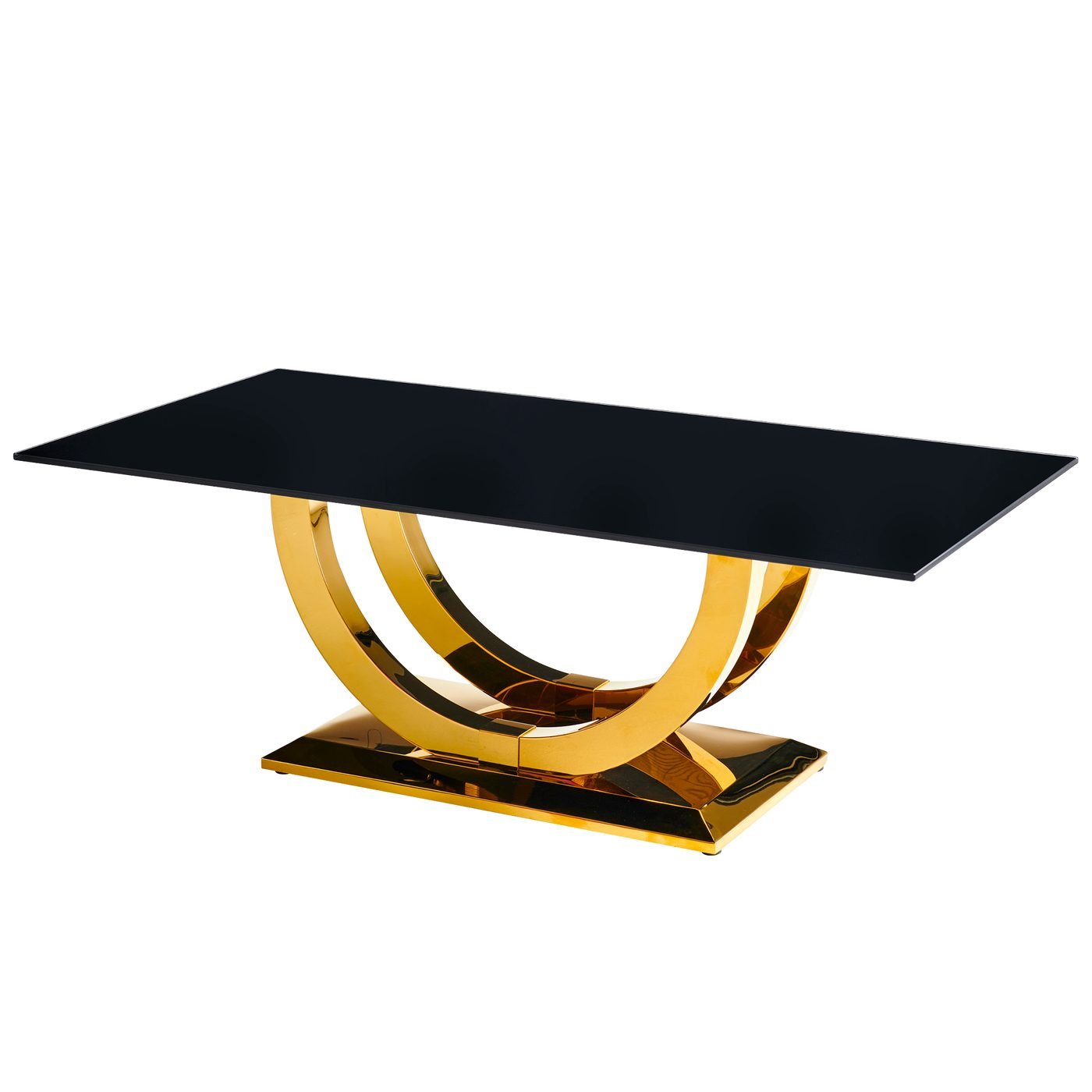 Modern Rectangular Coffee Table With Black Tempered Glass