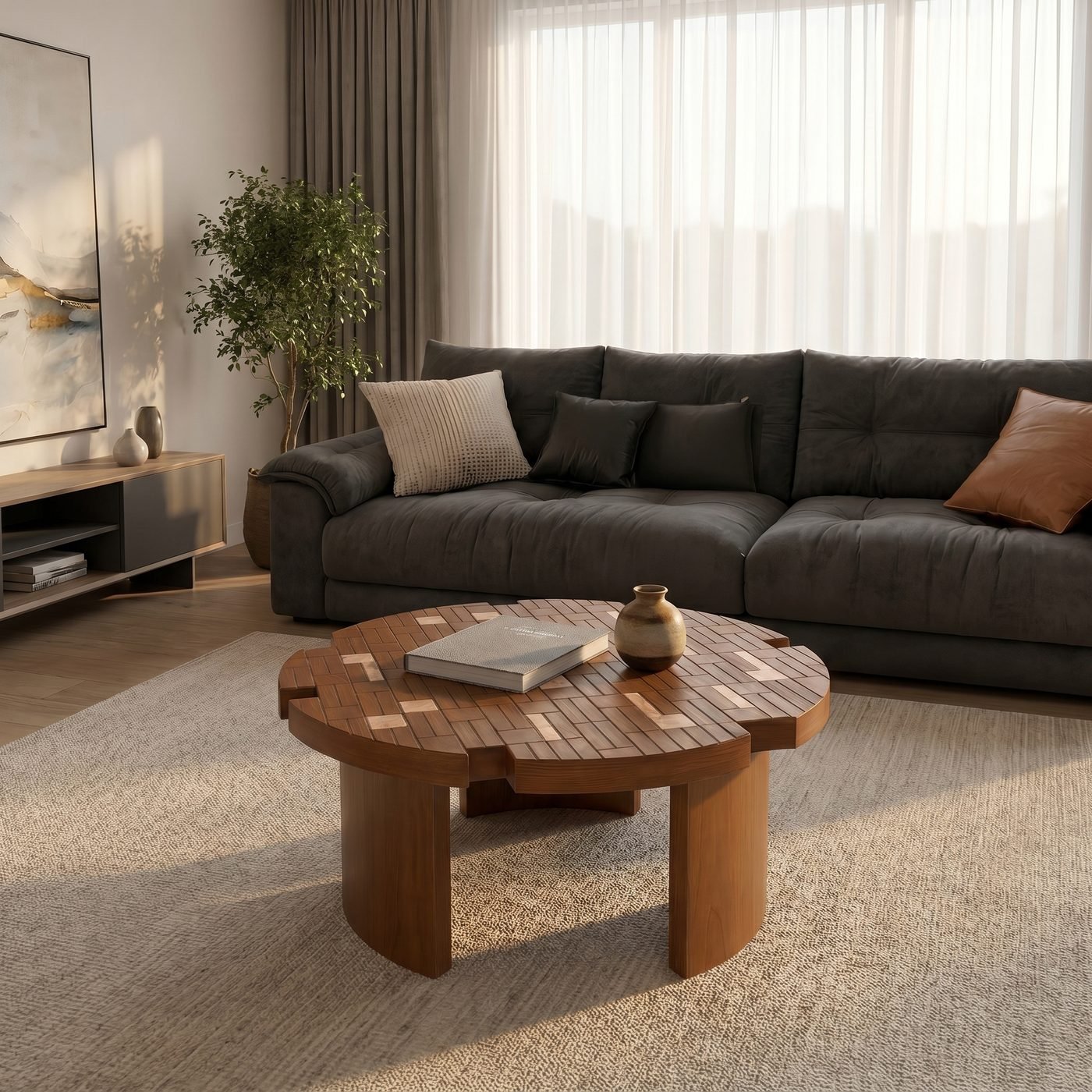 Mid-Century Flower Petal Coffee Table
